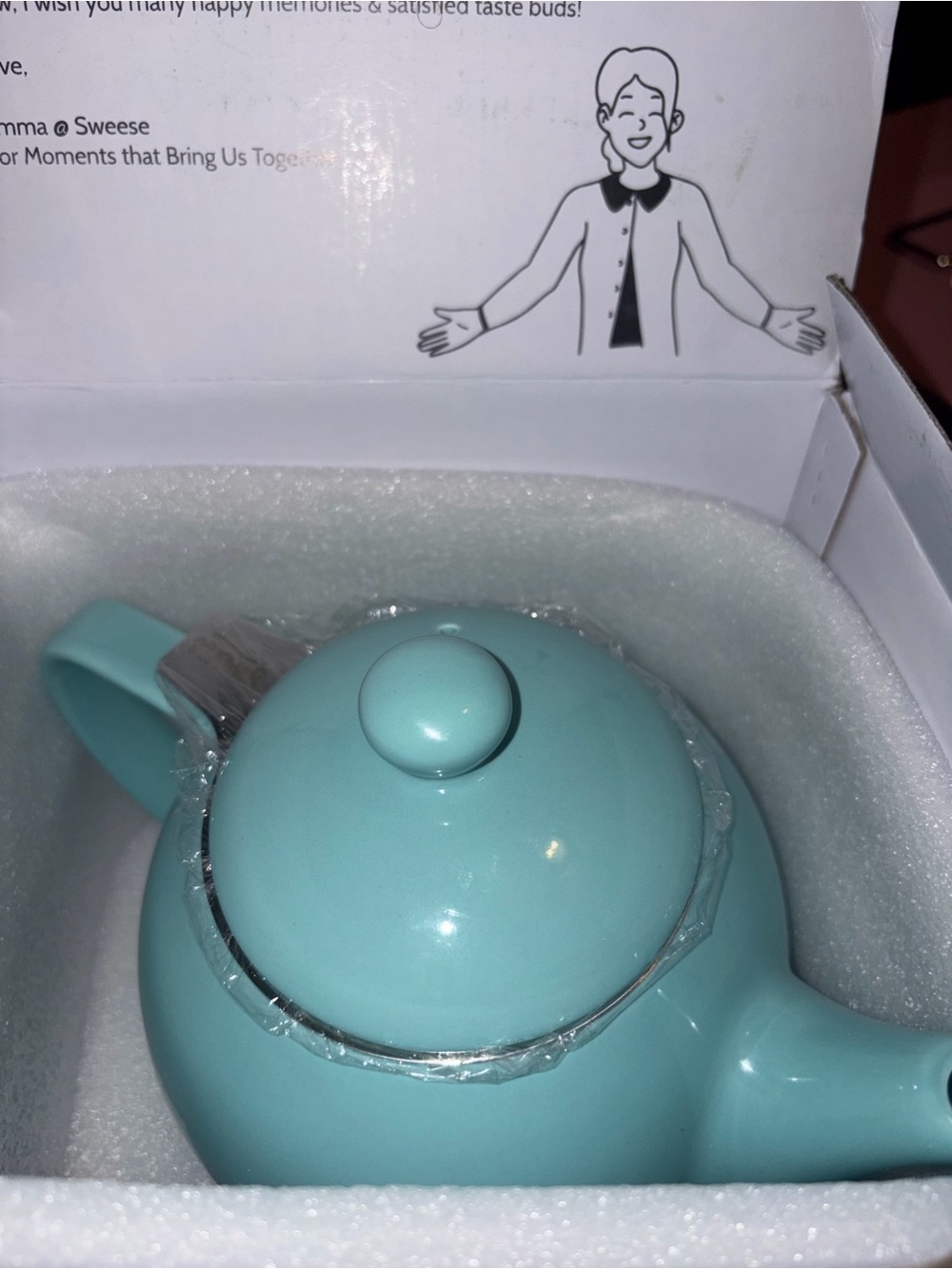 Sweese 27oz Porcelain Teapot w/ Infuser Dusty Blue NEW